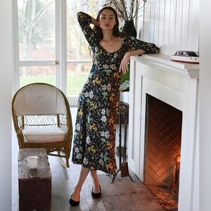 DOEN Guinevere Silk Blend Floral Long Sleeve Dress (NWT) size XS